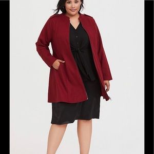 DARK RED WOOLEN SWING COAT nwot